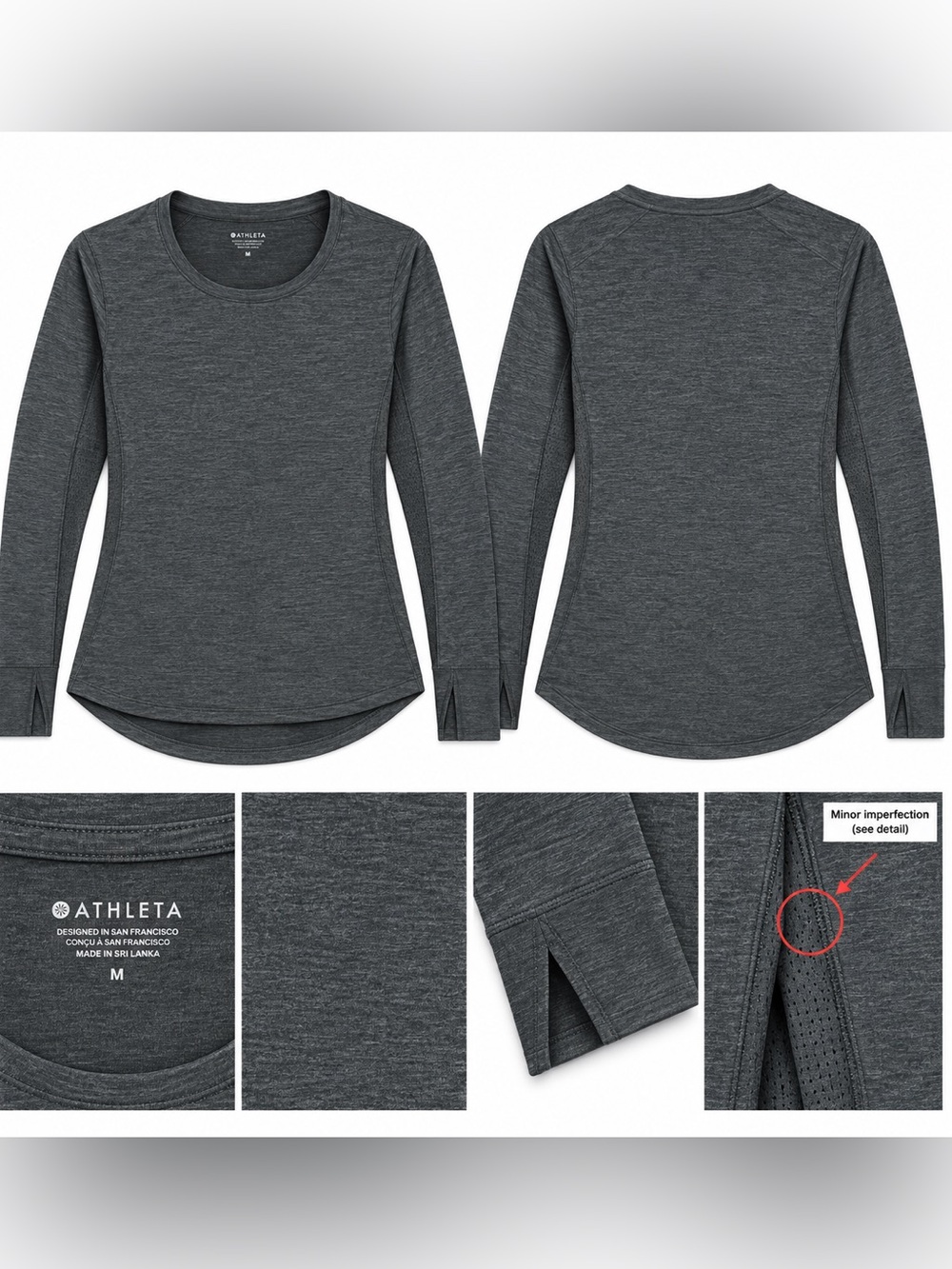 Athleta Long-Sleeve Crew Top in Dark Heather Gray